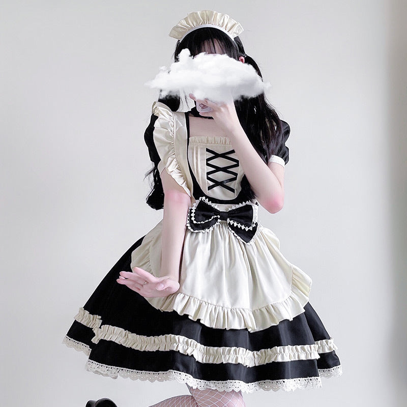 Women's Maid Costume with Ruffle Details and Bows Chichicherry
