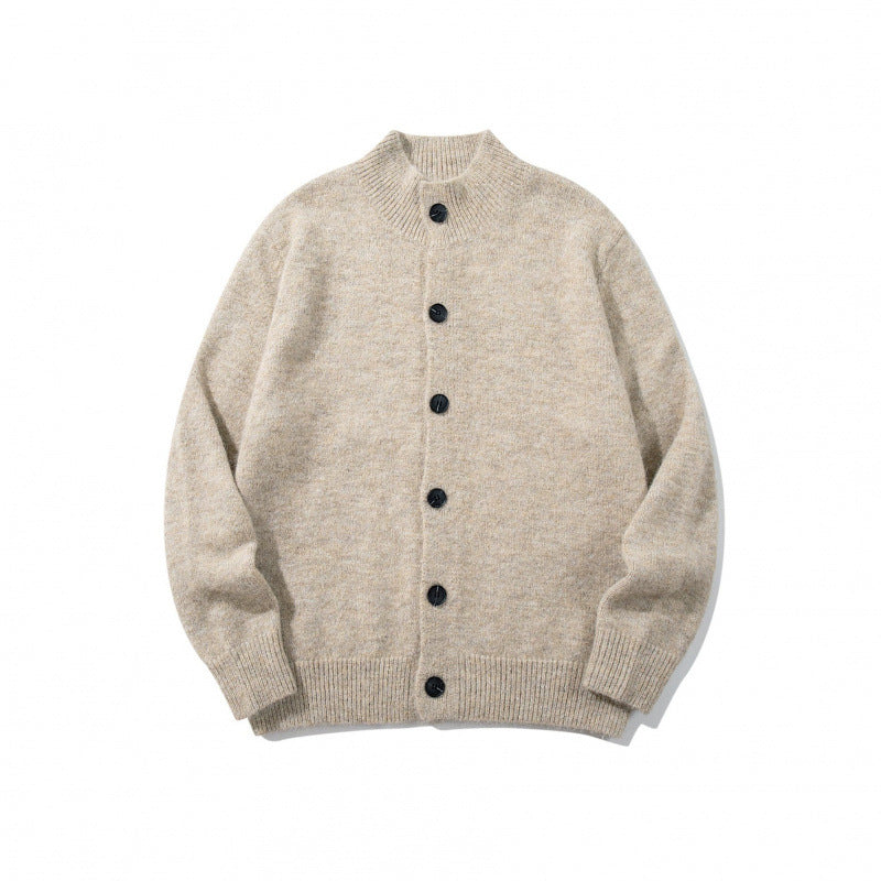 Unisex Boxy-Mohair-Mix-Cardigan with half-high collar and continuous button placket Chichicherry