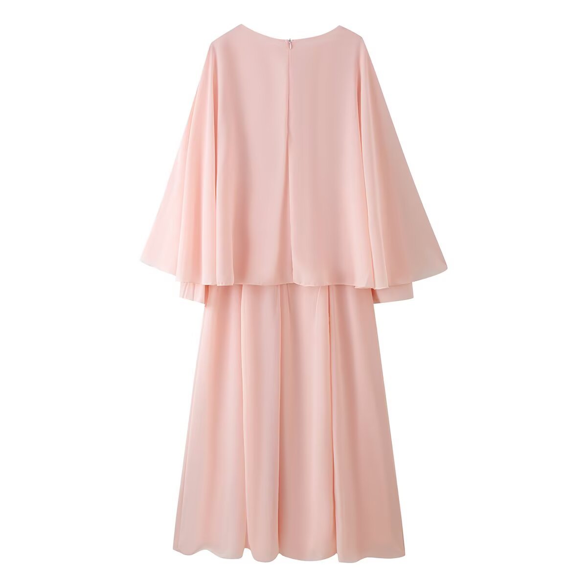 Women's Two-Piece Chiffon Evening Set with Cape Top and Wide Maxi Skirt Chichicherry