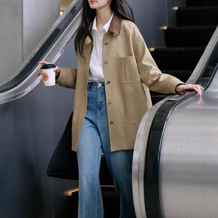 Women's Stylish Oversized Jacket with High Collar Chichicherry