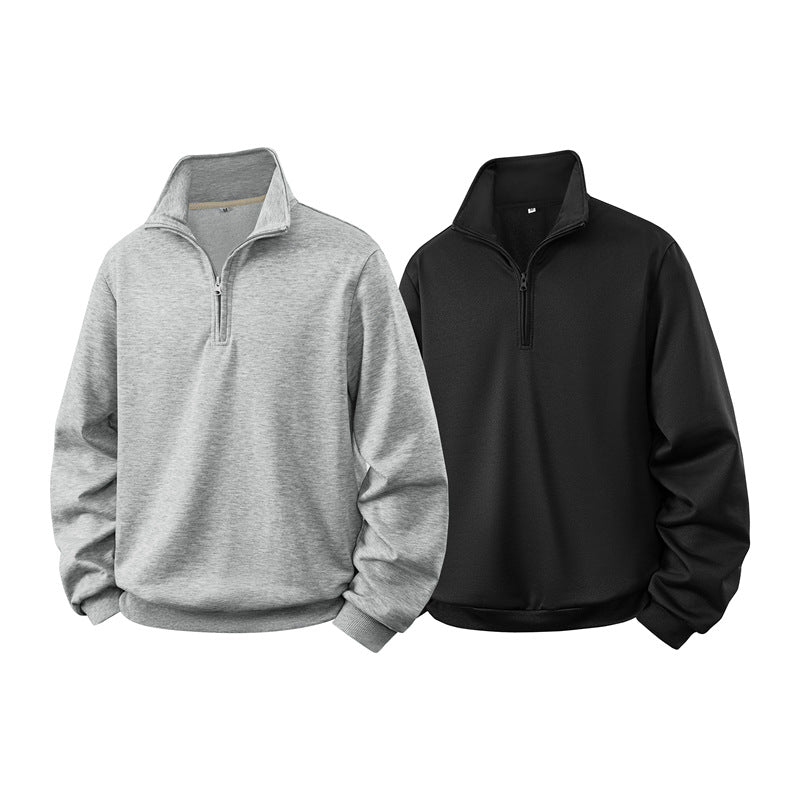 Men's Half-zip Sweatshirt with Stand-up Collar and Ribbed Cuffs Chichicherry