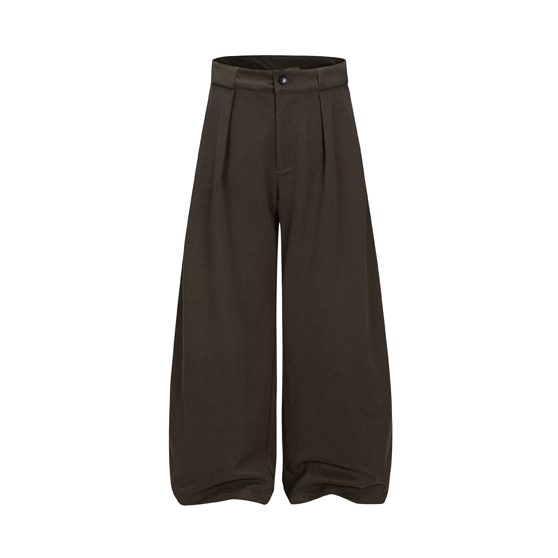 Women High-Waisted Culotte Pants with Wide Leg, Pleats and Button Closure Chichicherry