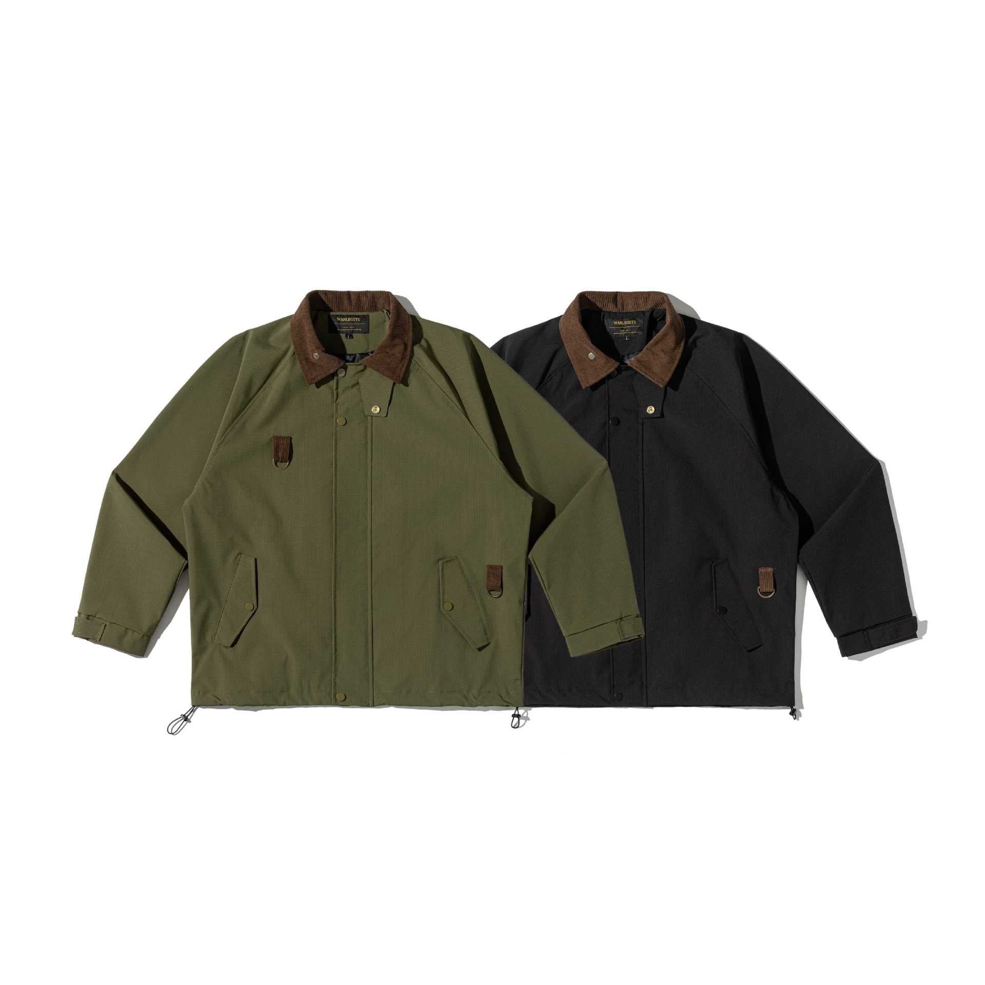 Men's field jacket in parka style with cord collar and utility details Chichicherry