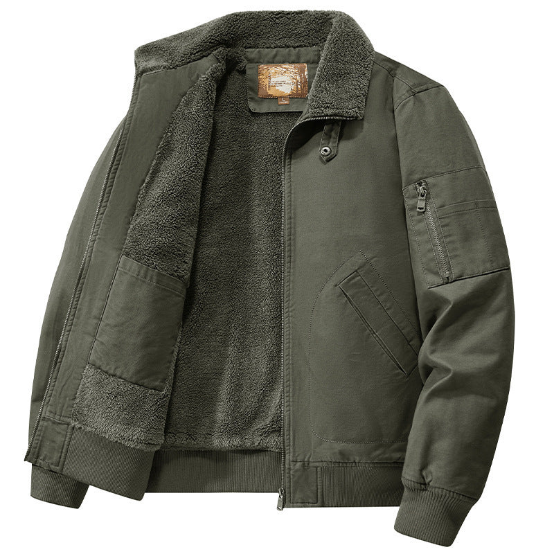 Men's teddy-lined pilot bomber jacket with sherpa lining and arm pocket Chichicherry
