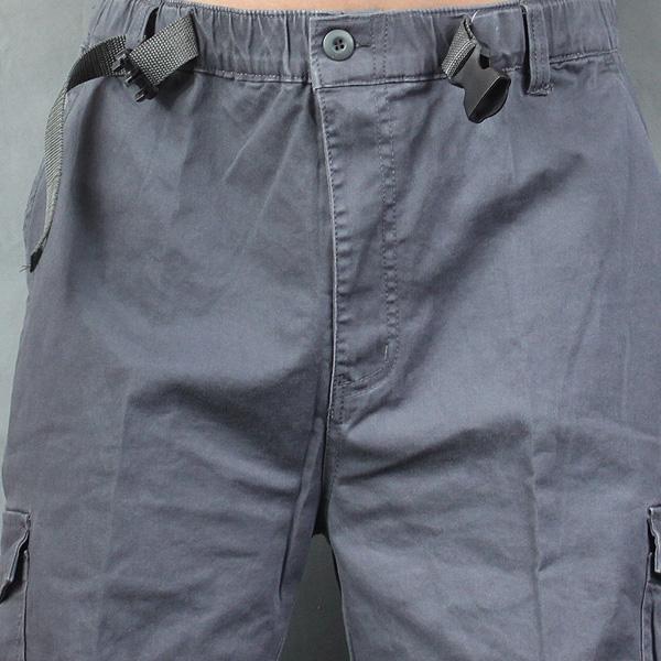 Men's Wide Utility Cargo Pants made of Cotton Canvas with Multiple Pockets and Drawstring Waist Chichicherry