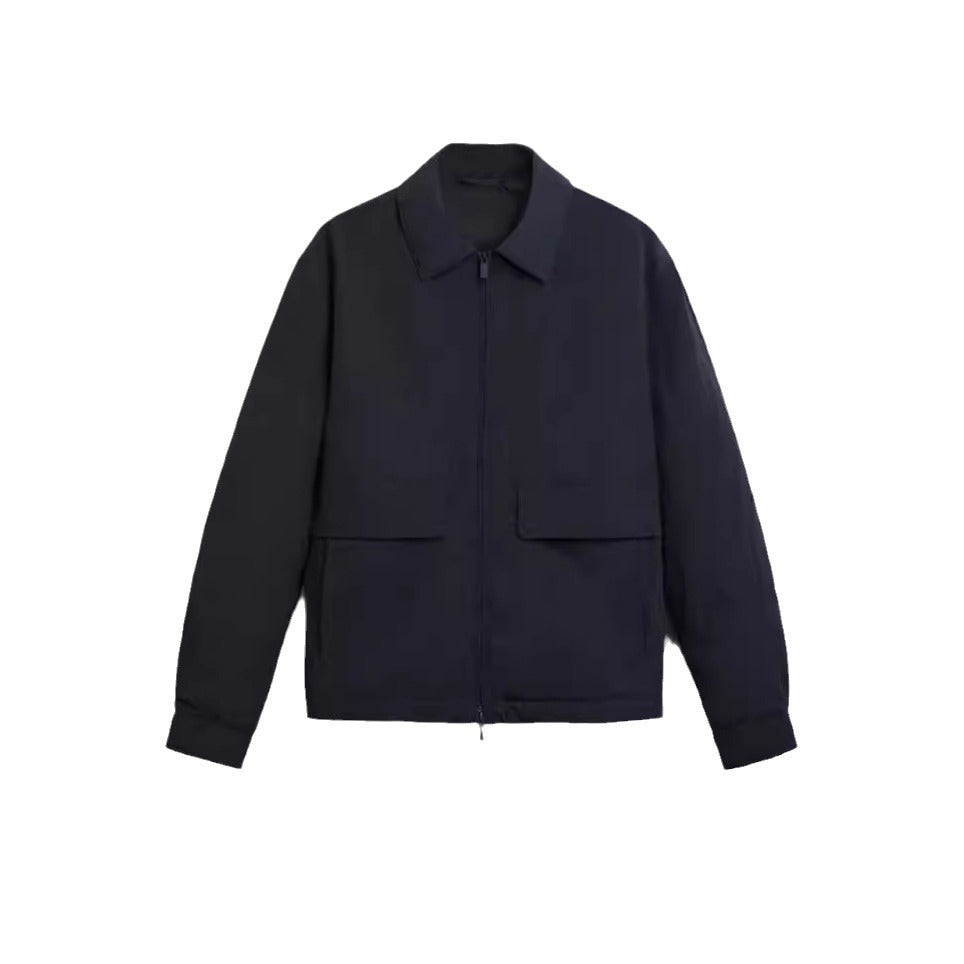 Men's Lightweight Utility Blouson Jacket with Shirt Collar and Applied Flap Pockets Chichicherry