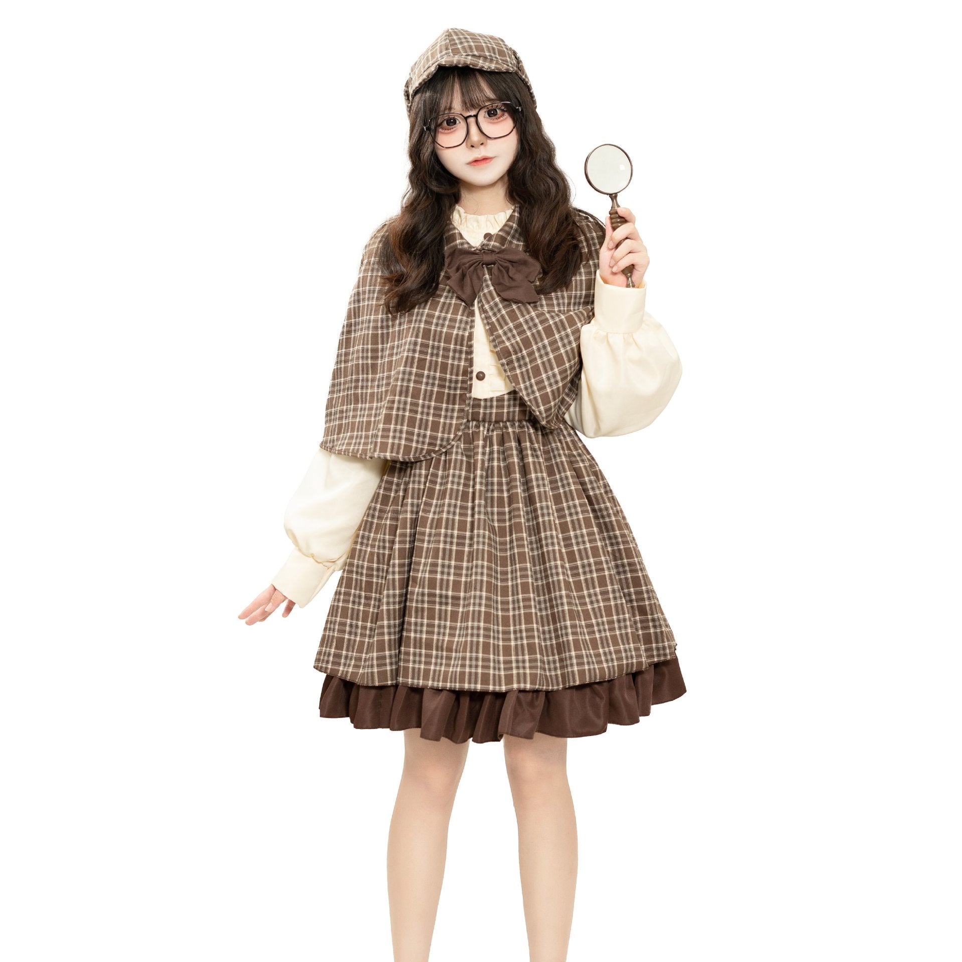 Girl Detective Costume with Checkered Details Chichicherry