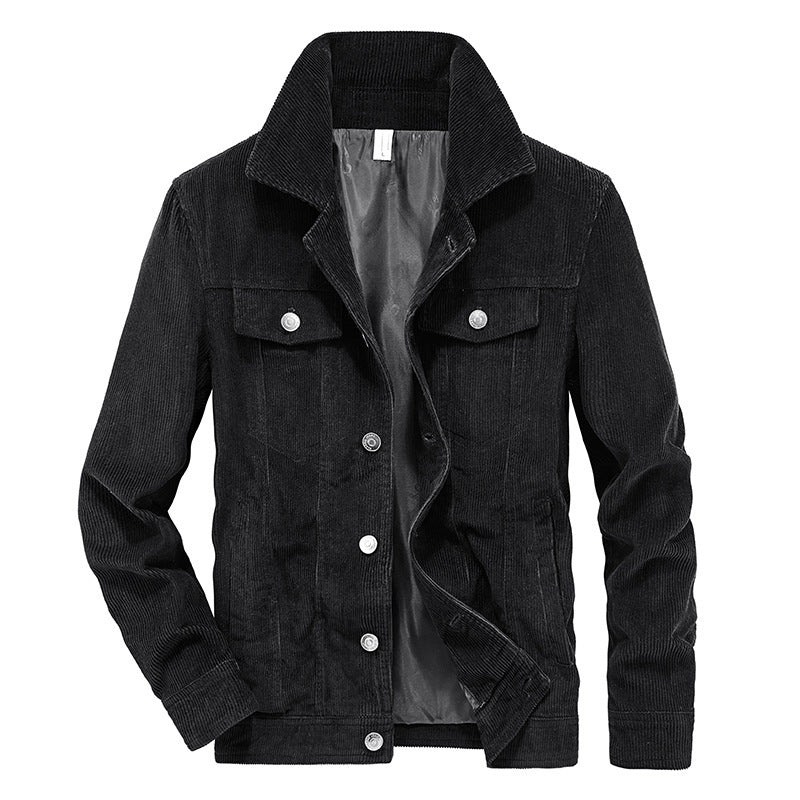 Men's cord jacket in trucker style with fine cord structure and snap button closure Chichicherry
