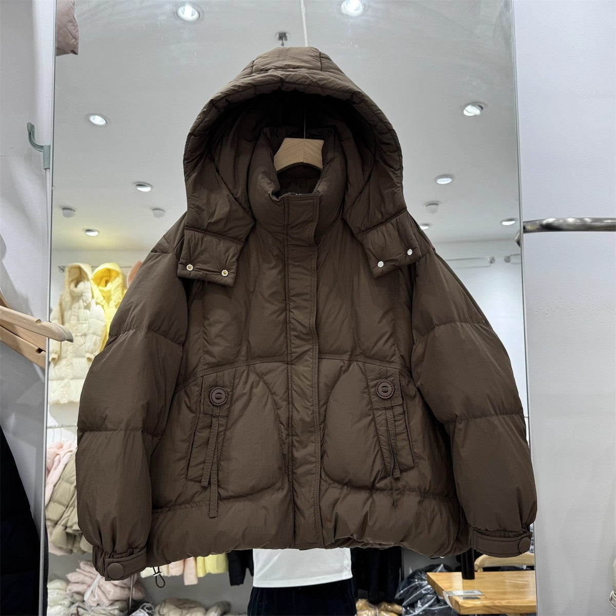 Women's Oversize Padded Jacket with Hood and High Collar Chichicherry
