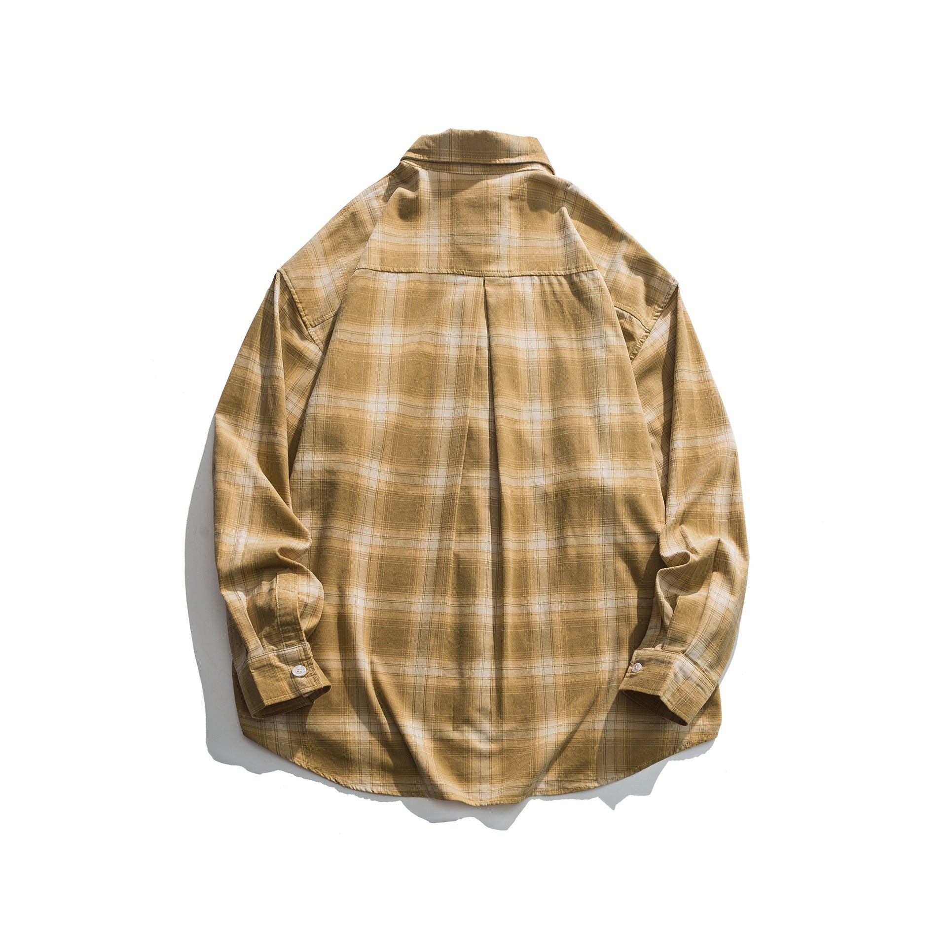 Men's oversized check shirt made of lightweight cotton blend with patch chest pocket and rounded hem Chichicherry