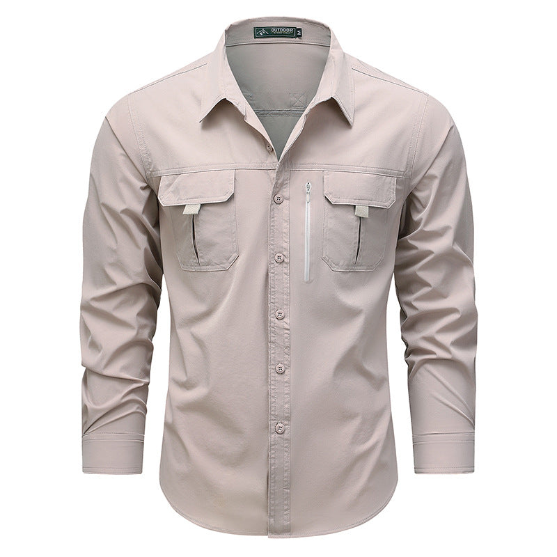 Men's outdoor utility shirt with multiple pockets and zipper Chichicherry