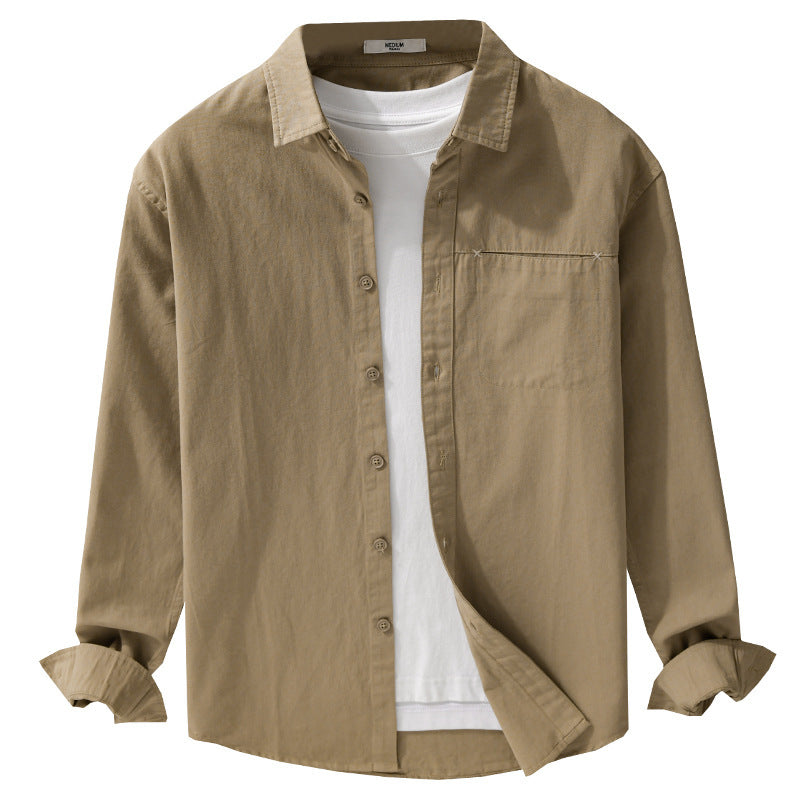 Men's Lightweight Cotton Utility Shirt Jacket with Kent Collar, Chest Pocket and Relaxed Fit Chichicherry
