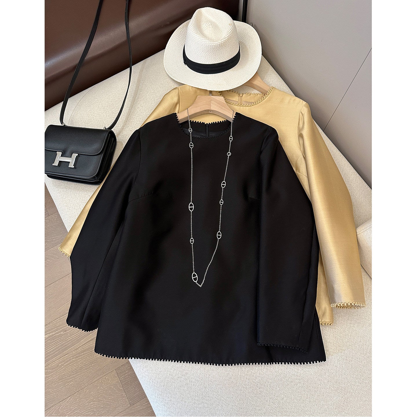 Women's Elegant Long Sleeve Blouse with Ruffled Collar Drune