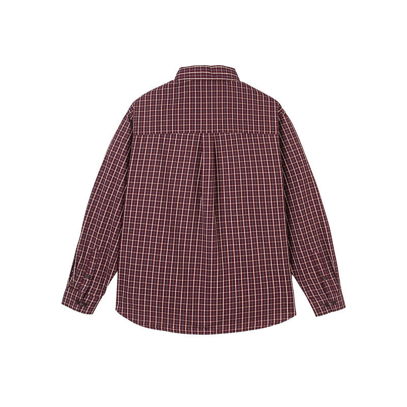 Men's Oversize Checkered Shirt with Rounded Hem and Diagonal Breast Pocket Detail Chichicherry