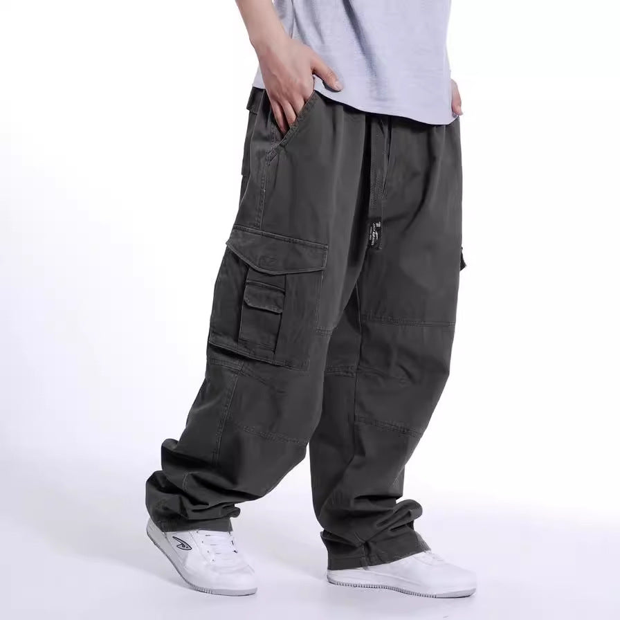 Men's Baggy Cargo Pants with Wide Legs and Multifunctional Pockets Chichicherry