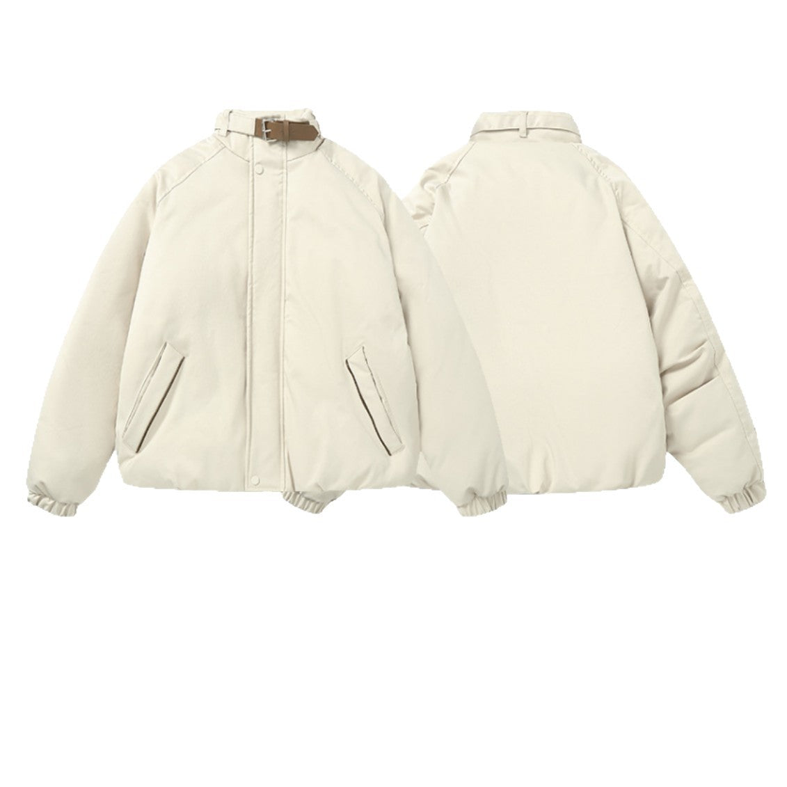 Women Quilted Boxy Bomber with high-collar buckle and diagonal zip pockets Chichicherry