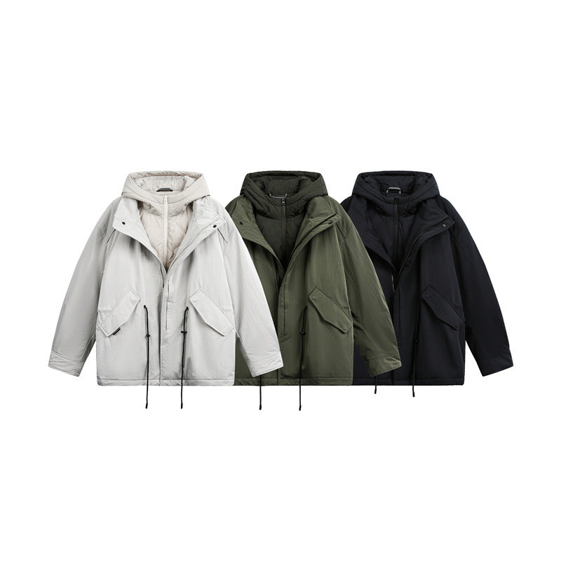 Men's Oversize Parka with Quilted Padding and Drawstring Chichicherry