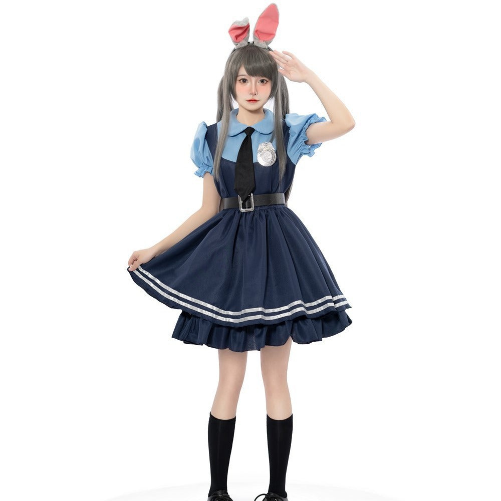 Girl Police Officer Costume with Frill Skirt and Accessories Chichicherry