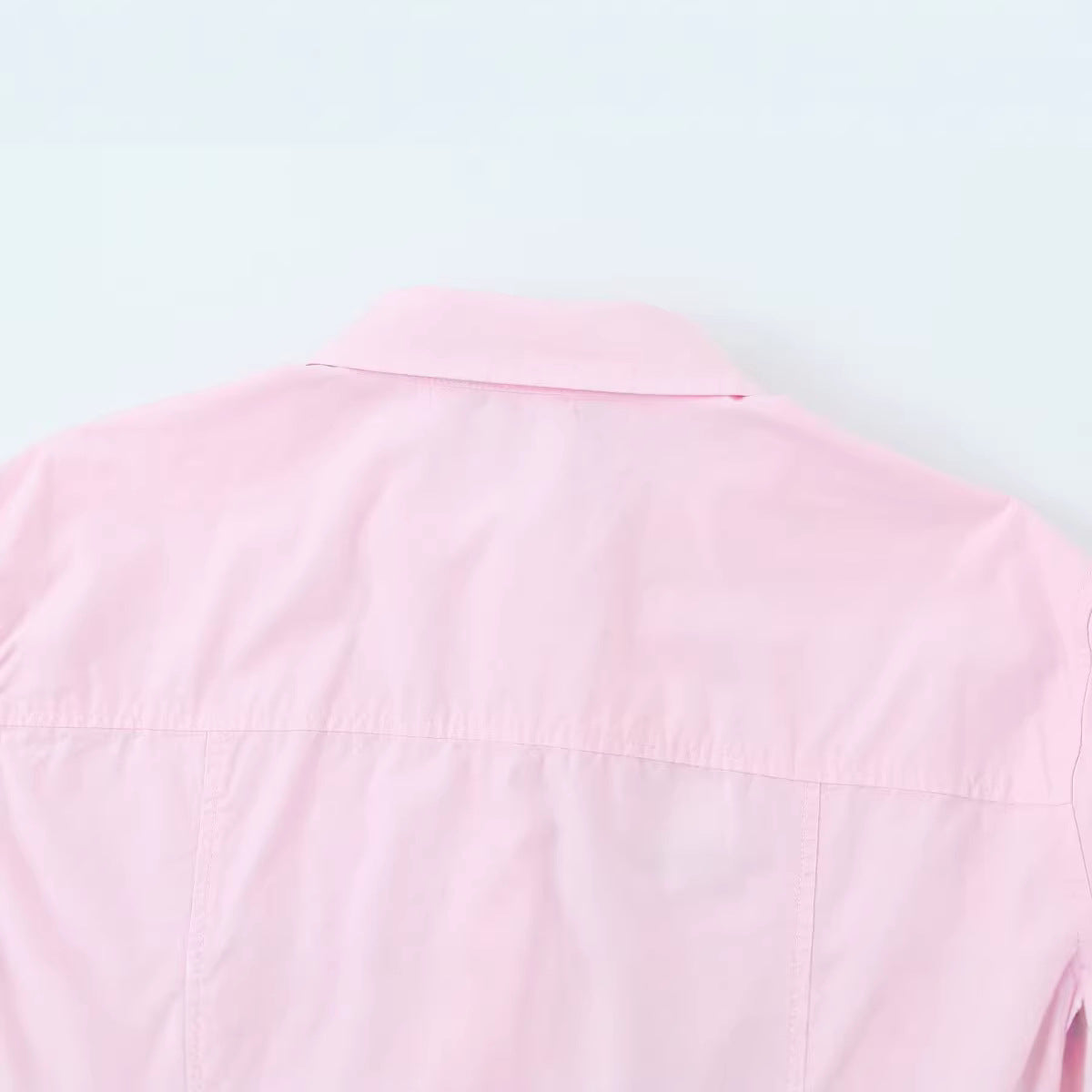 Women's Casual Cotton Blouse with Boxy Short Shape and Classic Shirt Collar Chichicherry