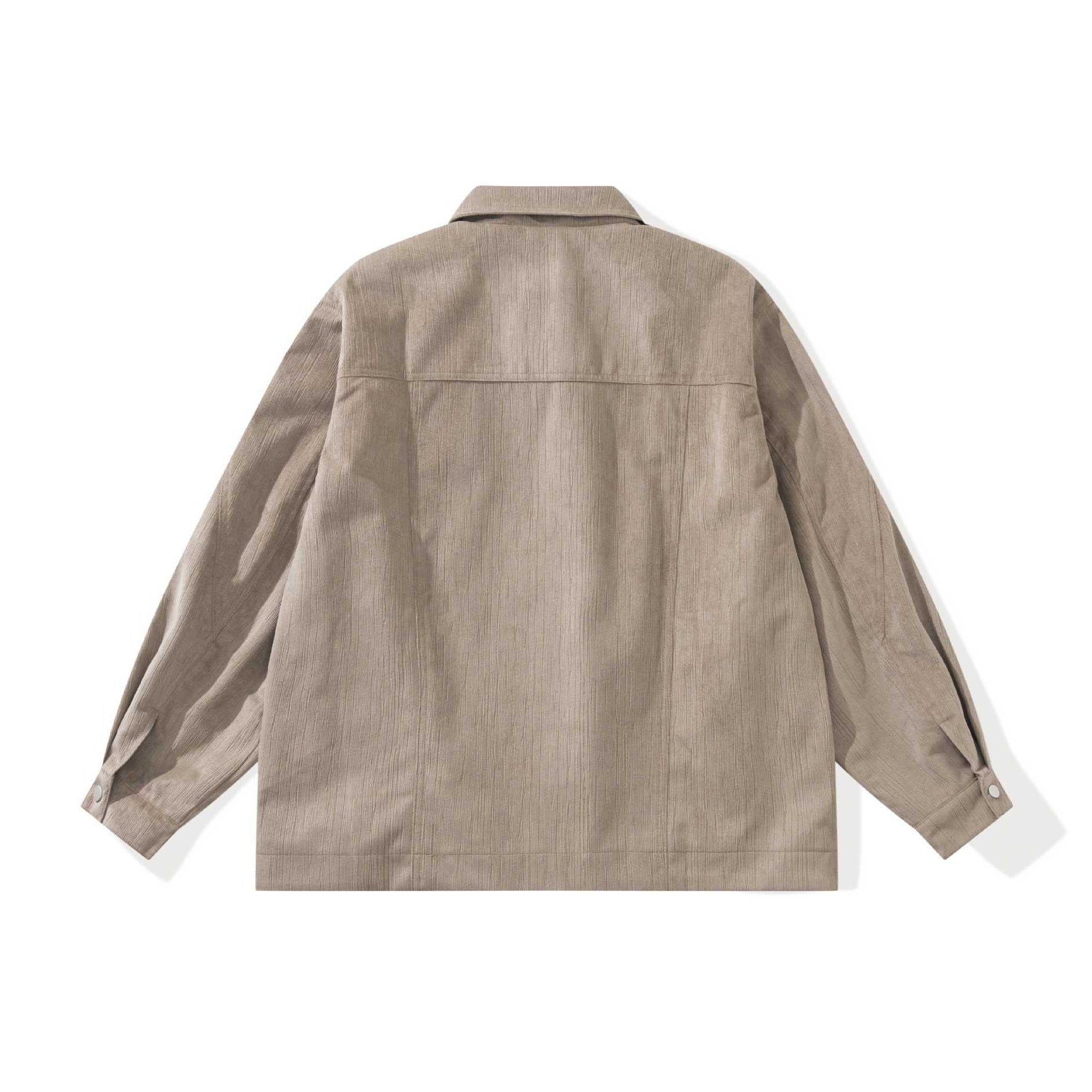 Unisex Boxy Cut Cord Over Shirt with Zipper and Flap Pockets Chichicherry