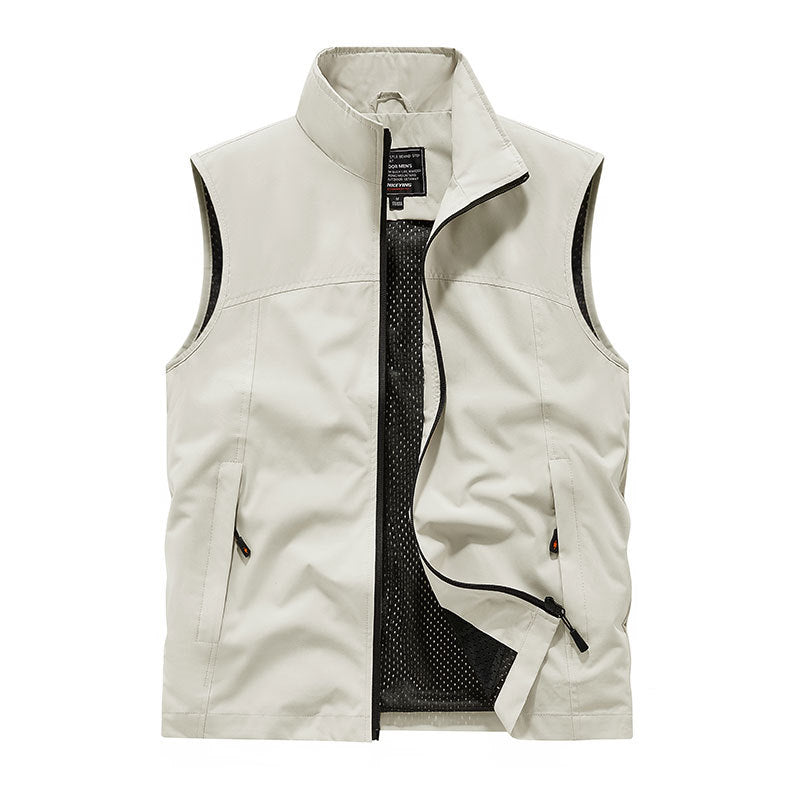 Men's Softshell Vest with Mesh Lining, Wind Resistant & Zipper Pockets Chichicherry