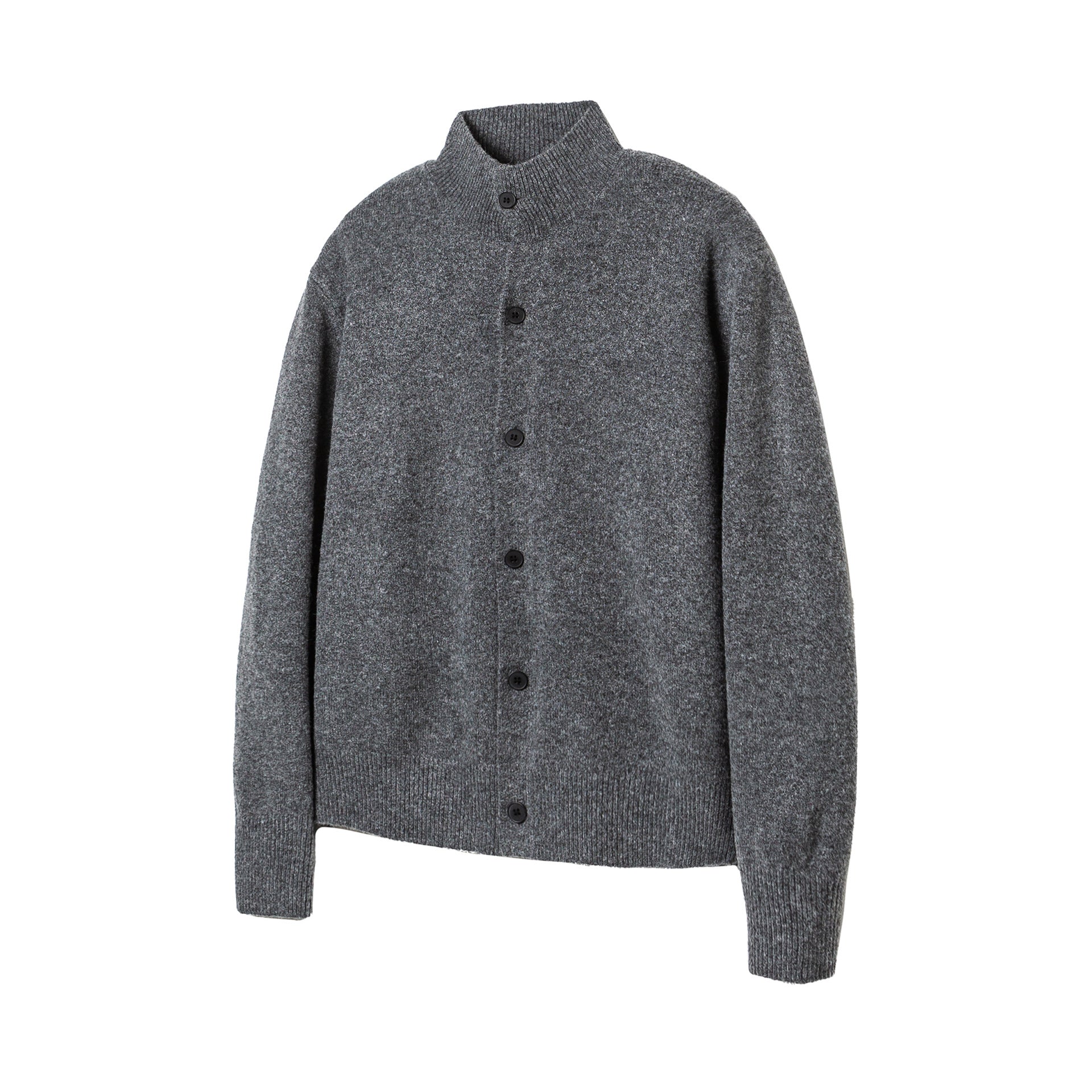 Women's knit cardigan with stand-up collar, full button placket, and ribbed hem Chichicherry