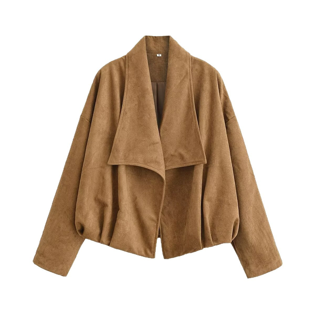 Women’s short jacket in waterfall look with soft velour finish and wide shawl collar Chichicherry