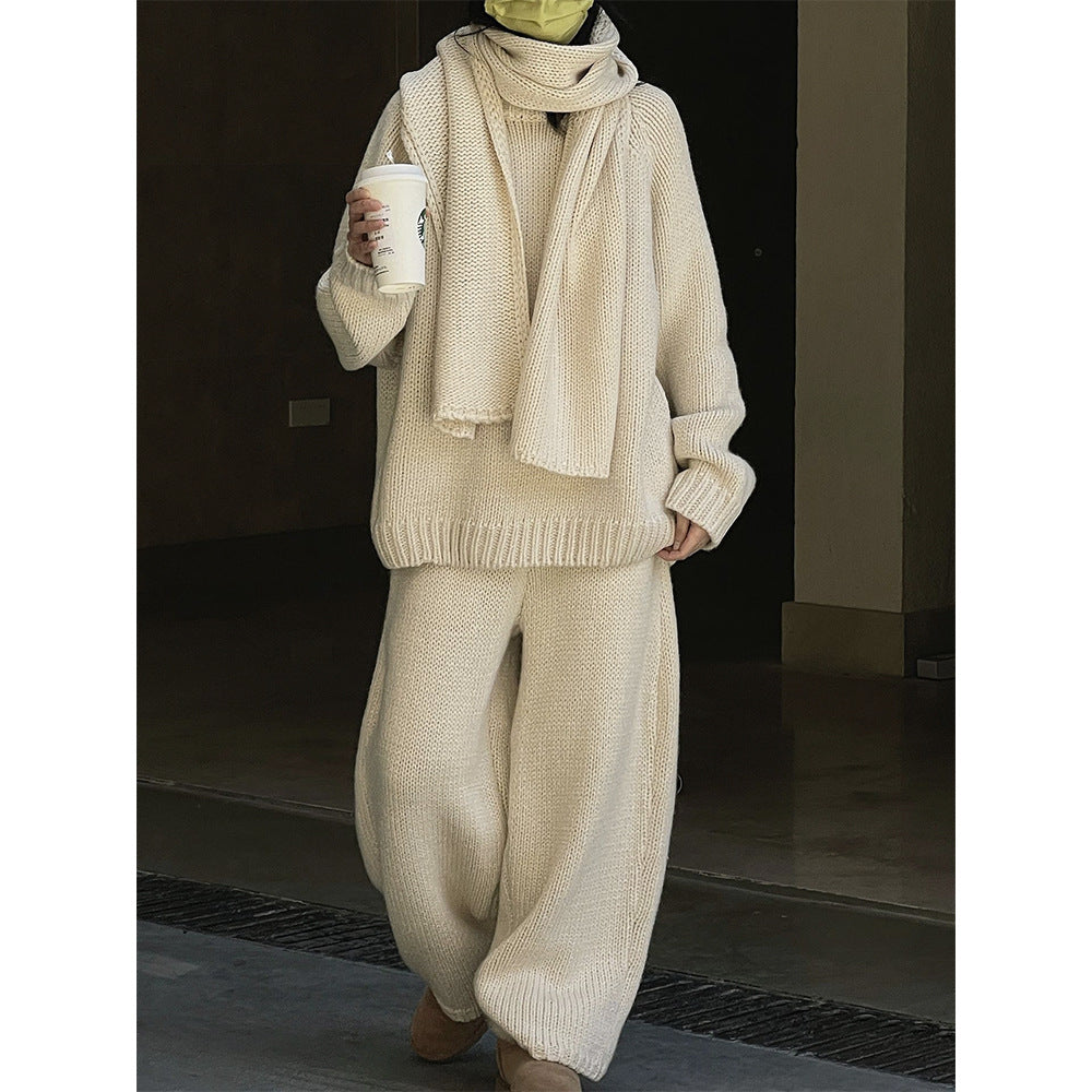 Women Relaxed Chunky Knit Raglan Sweater with Wide Hem and Ribbed Finish Chichicherry
