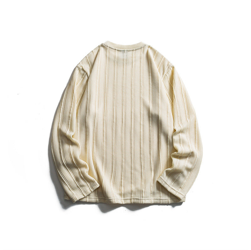 Unisex fine structure round neck pullover with vertical rib look and relaxed fit Chichicherry