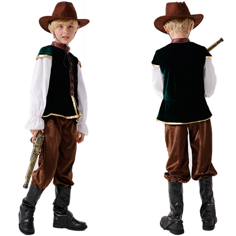 Boys Wild West Costume with Hat and Pistol Chichicherry