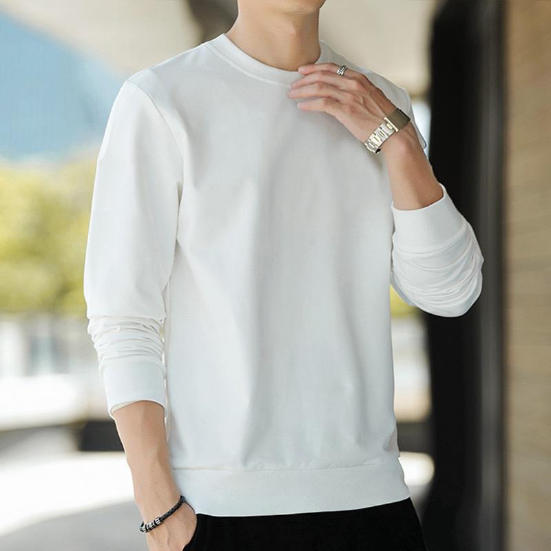 Men's Minimalist Cotton Sweatshirt with Crew Neck and Ribbed Cuffs Chichicherry