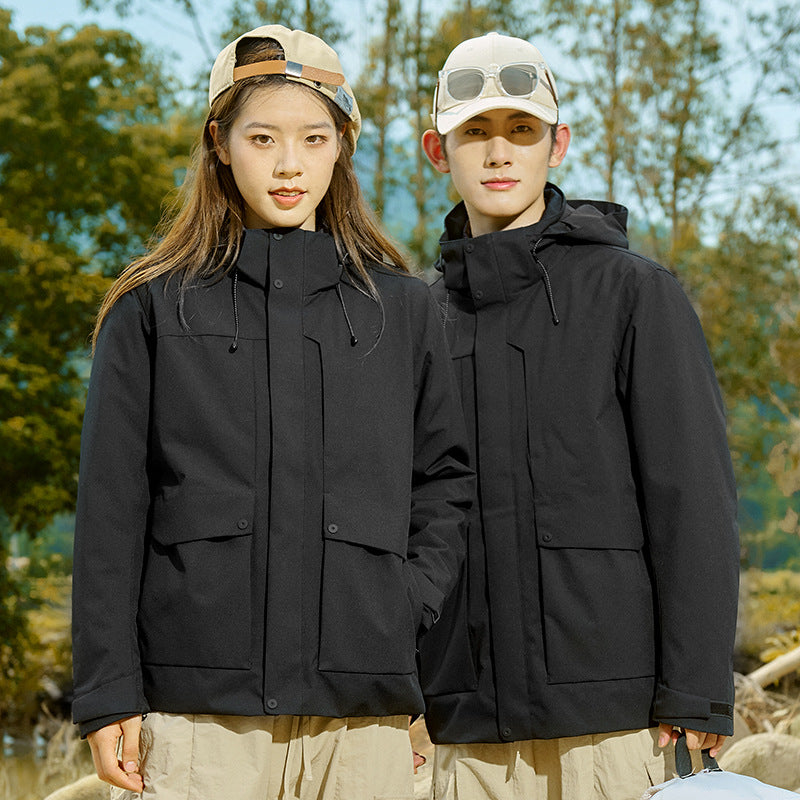 Men's Technical Waterproof Parka Jacket with Adjustable Hood and Multifunctional Pockets Chichicherry