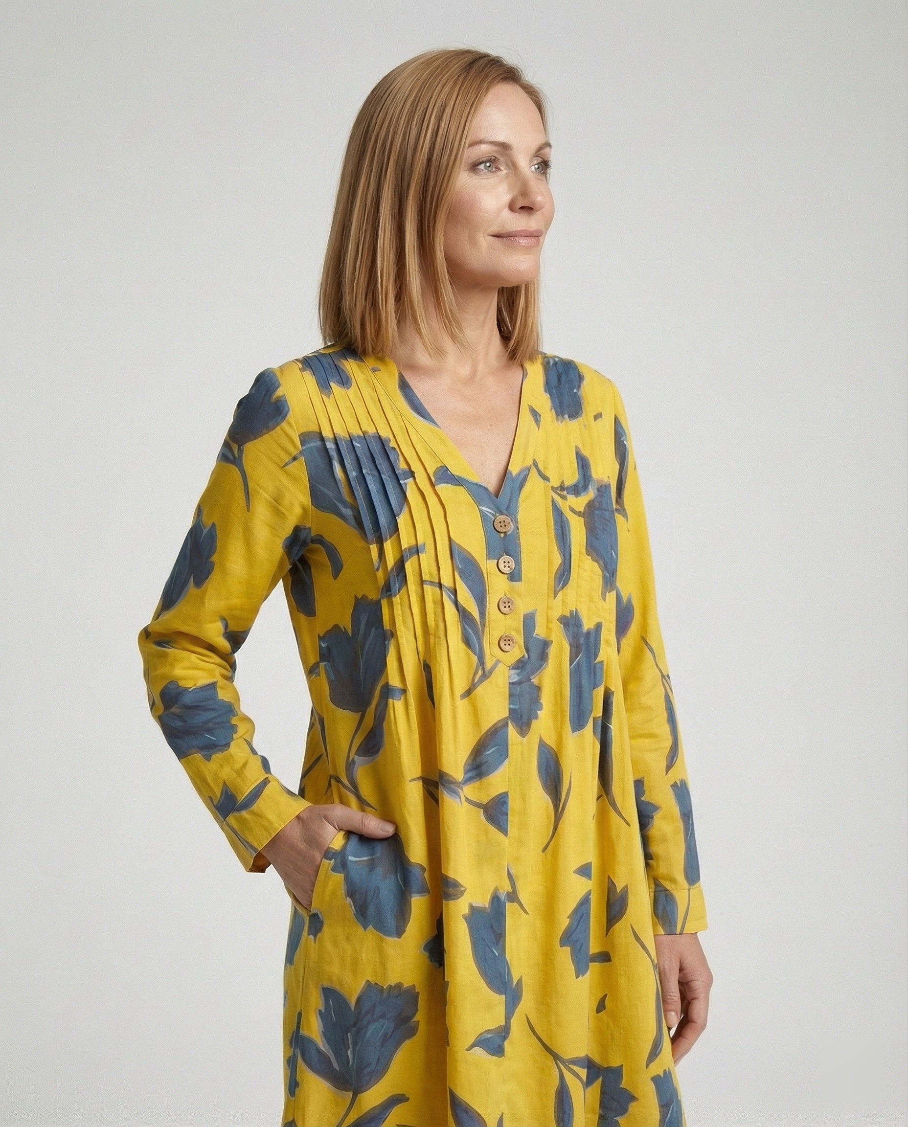 Women's Midi Dress V-Neck Flowing