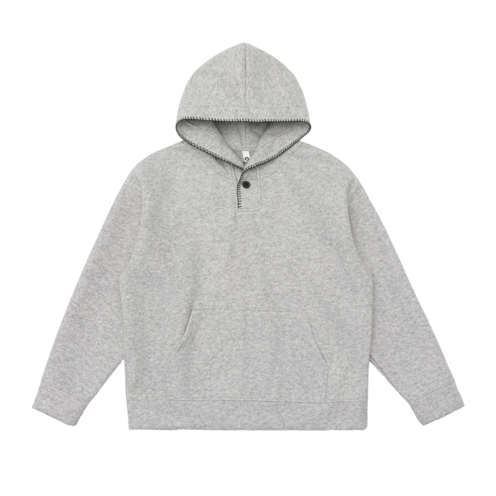 Unisex hoodie made of wool fleece with half button placket and kangaroo pocket Chichicherry