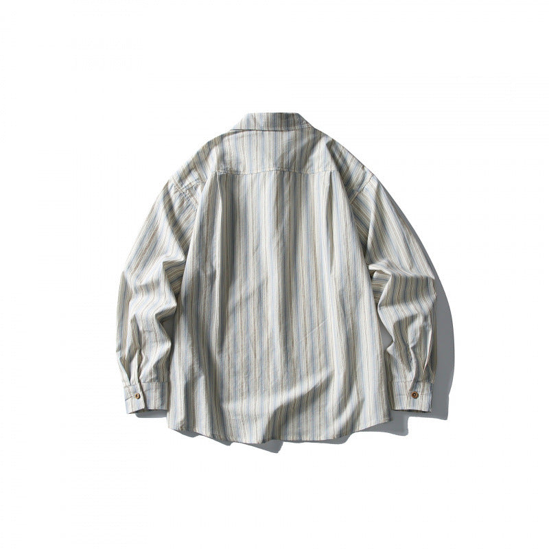 Unisex Casual Oversized Striped Shirt with Boxy Silhouette and Breast Pocket Chichicherry