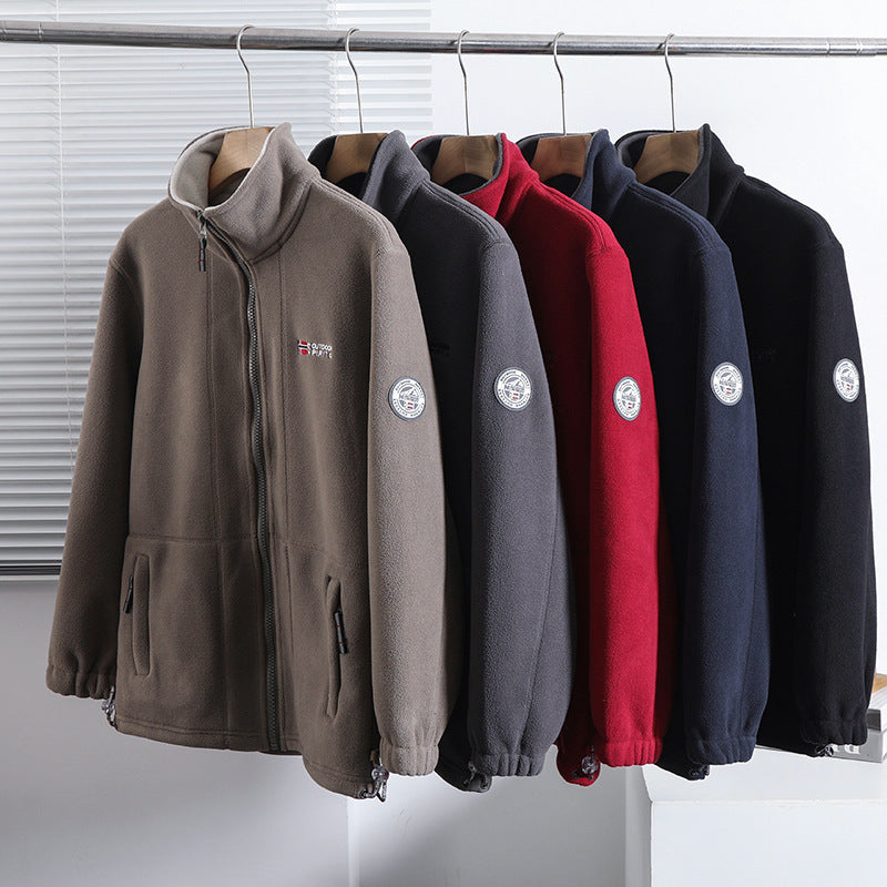 Men's fleece jacket with stand-up collar, full-length zipper, and insert pockets Chichicherry