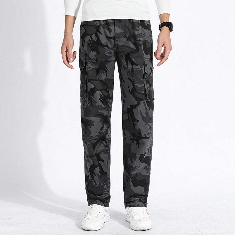 Men's Camouflage Cargo Pants in Army Style with Straight Cut, Multiple Pockets & Durable Seams Chichicherry