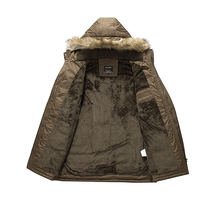 Men's urban thermal parka with warming teddy lining, faux fur hood, and multiple pockets Chichicherry