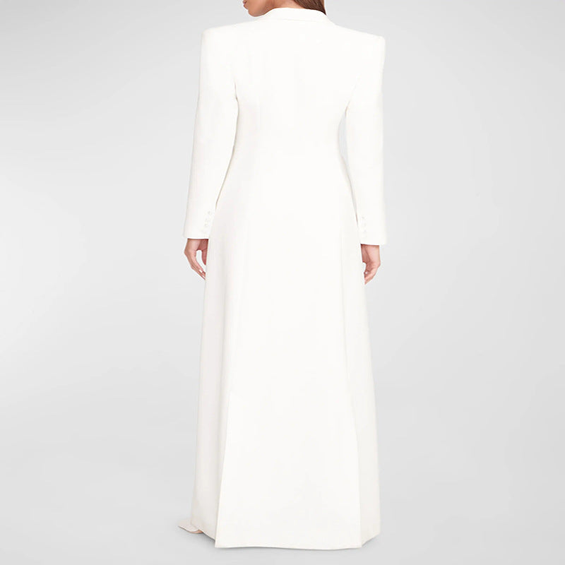 Women’s Evening Maxi Dress-Blazer with Slim Silhouette, Corset Seam and Elegant Front Split Chichicherry
