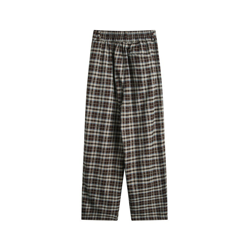 Ladies High-Waisted Checked Pleated Trousers in Wide Culotte Cut Chichicherry