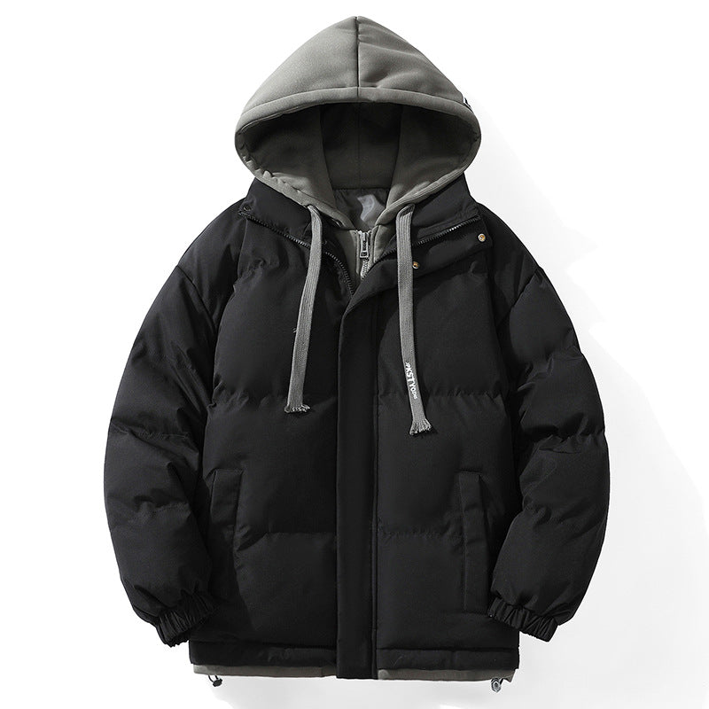 Unisex Padded Hooded Quilted Jacket with Double-Layer Hood and Elastic Cuffs Chichicherry