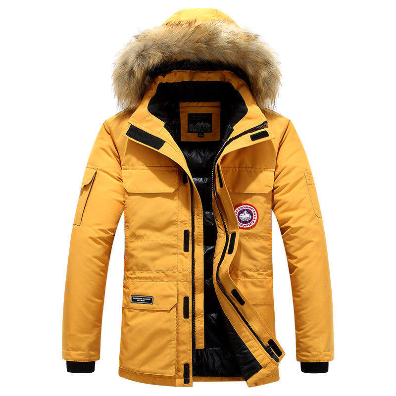 Men's expedition parka with detachable hood and faux fur trim Chichicherry