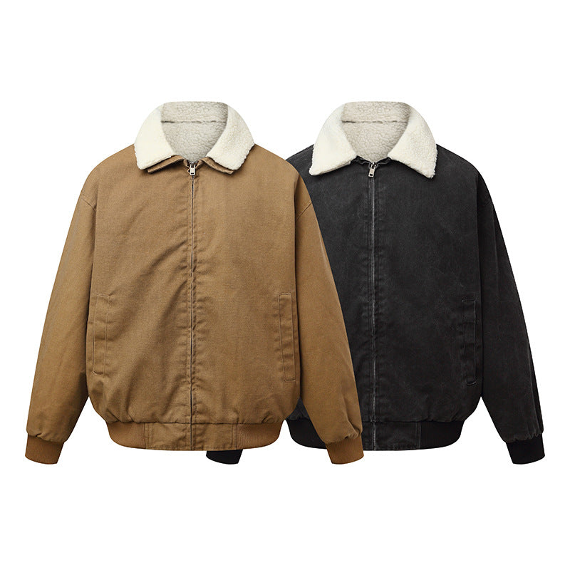 Unisex Padded Boxy Bomber Jacket with Teddy Collar Chichicherry