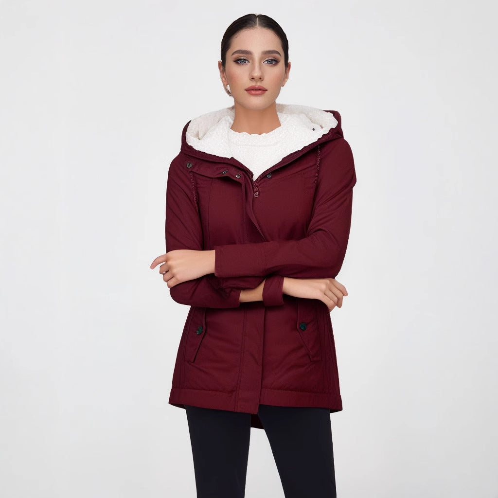 Women's parka with teddy lining, hood, and tailored silhouette Chichicherry