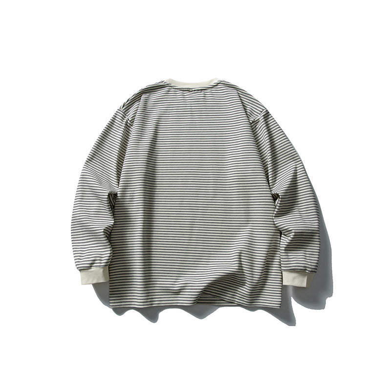 Unisex Oversize Longsleeve in maritime look with fine striped texture and ribbed collar Chichicherry