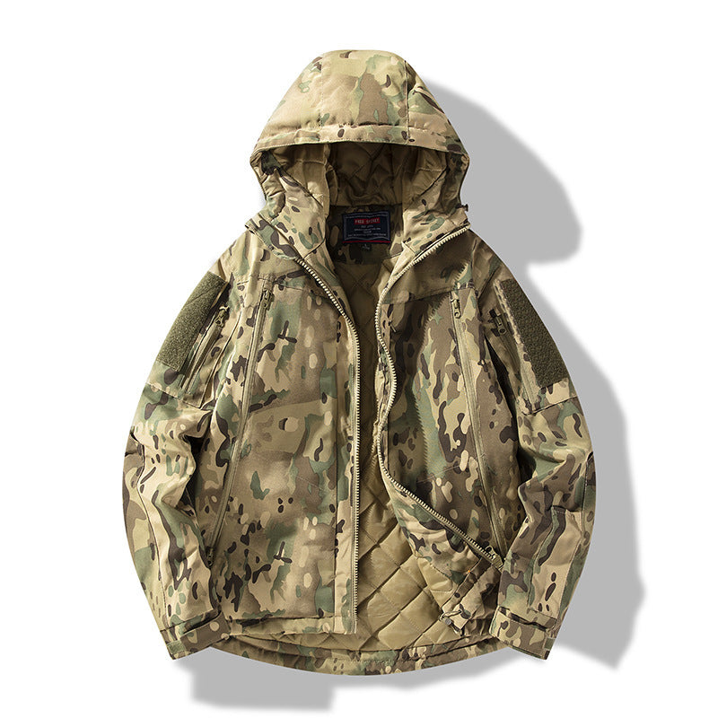 Men's quilted tactical winter jacket with hood and water-repellent outer material Chichicherry