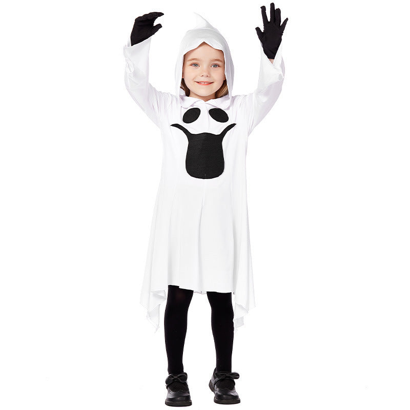 Ladies Ghost Costume with Hood and Wide Flared Sleeves Chichicherry