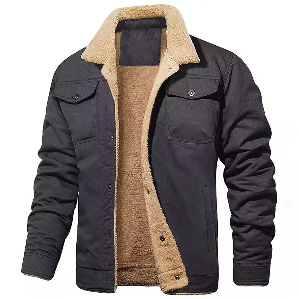 Men's robust canvas blouson with full sherpa lining and shirt collar Chichicherry