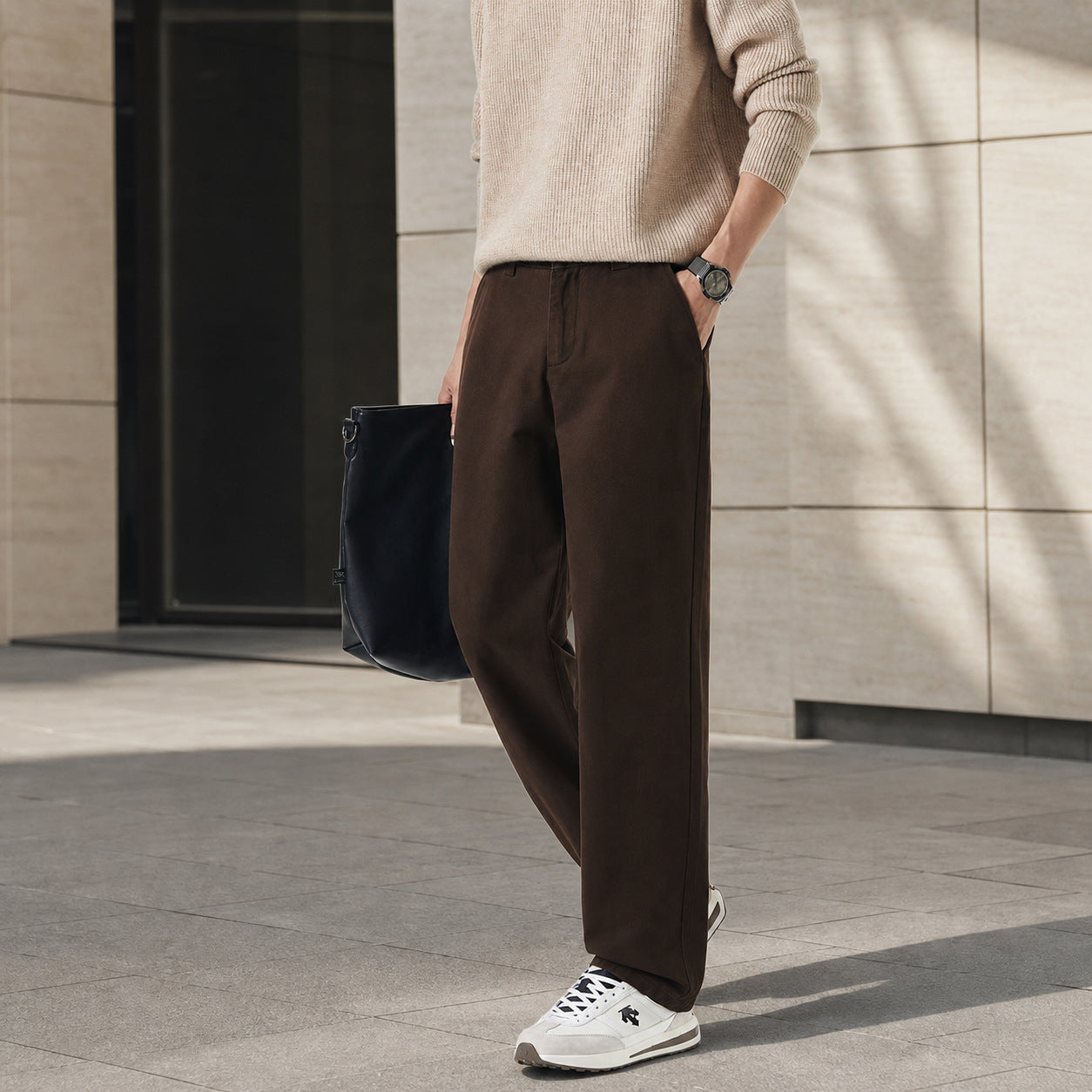Men's Loose-Fitting Casual Pants with Straight Leg and Side Pockets Chichicherry