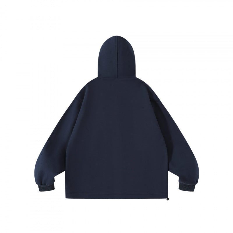 Unisex Oversize Hoodie with checkered lined hood and snap button placket Chichicherry